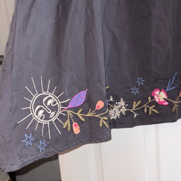 Johnny Was Charcoal Floral Embroidered Midi Dress - Picture 4 of 7